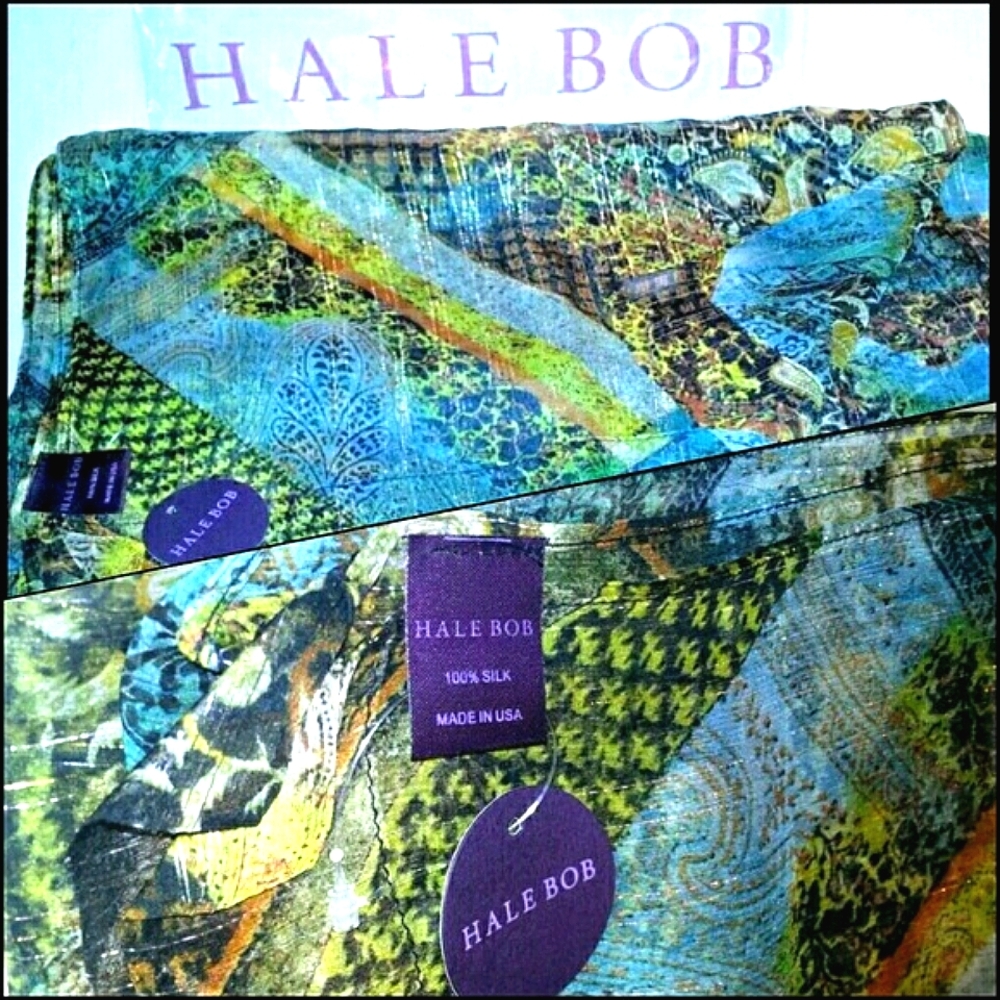 Rare HALE BOB 100% Silk Summer Scarf NWT WRAP Purse Tie Luxury Accent GIFT